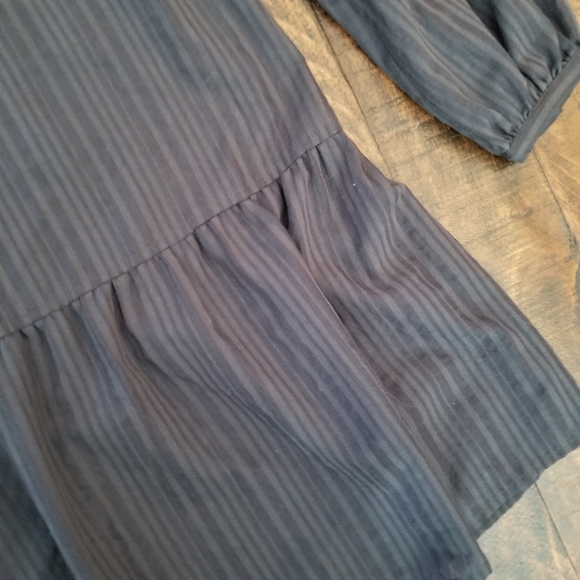 BB Dakota Ruffle Mini Dress Small Navy Blue Prairie Style Pleated - Picture 4 of 8